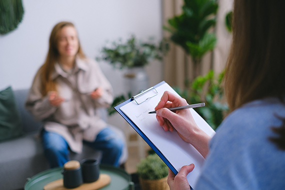 behavioral health counseling office with counselor and patient